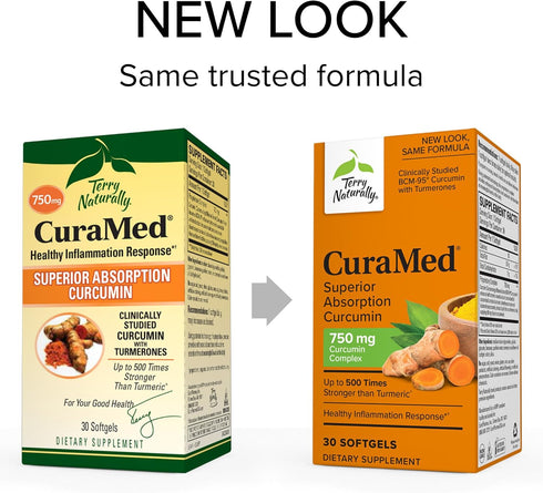 CuraMed 750 mg Curcumin Complex, 30 Softgels, Non-GMO, Gluten Free by Terry Naturally