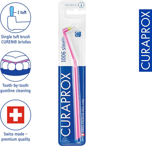 Curaprox CS 1006 Special Tuft Toothbrush for Implants, Braces & Gum Line Care