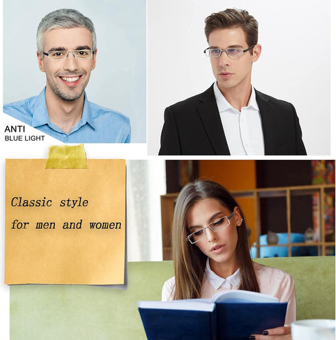 EYEURL Reading Glasses, Half-Rim Computer Readers for Men and Women, +3.5 Blue Light Blocking