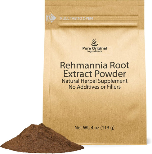 PURE ORIGINAL INGREDIENTS Rehmannia Root Extract Powder (4oz) - Non-GMO, Traditional Herbal Supplement
