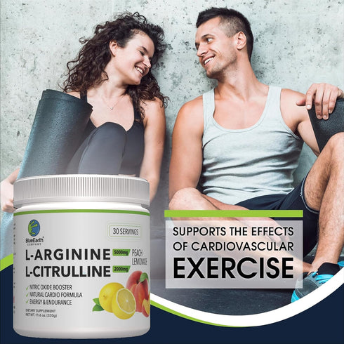 L-Arginine 5000mg + L-Citrulline 2000mg Complex Powder - Nitric Oxide Booster for Heart Health & Energy - 30 Servings