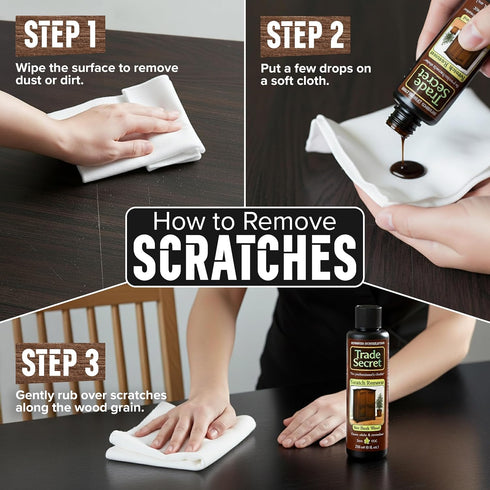 Trade Secret Scratch Concealer for Real Wood Furniture & Floors Restores Dark Wood Scratch, Covers Nicks, Scuffs