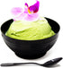 50 Pack 3 oz. Asian-Style Black Mini Plastic Bowls with Spoons for Appetizers & Disposable Dessert Bowls