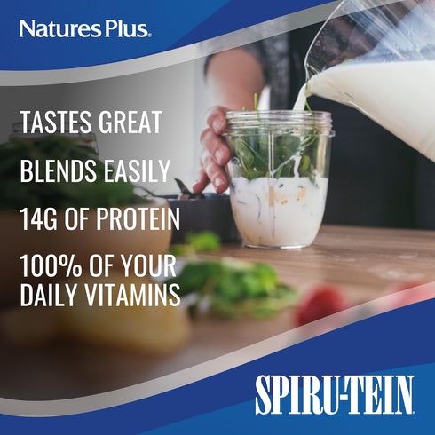 NaturesPlus SPIRU-TEIN Shake - Cappuccino Flavor - 2.25 lbs - Plant Based Meal Replacement with Vitamins & Minerals
