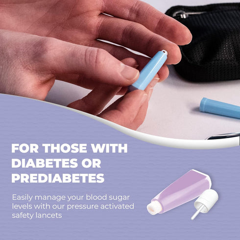 Pressure Activated Safety Lancets, 100 Lancets, 30Gx1.6MM, Purple