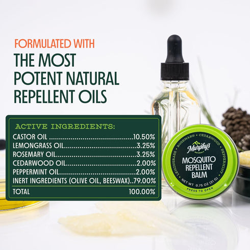 Murphy's Naturals Mosquito Repellent Balm - Plant-Based with Cedarwood, Lemongrass & Rosemary, 2 oz