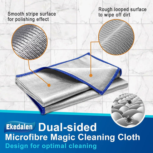 Glass Cleaning Cloth, Streak Free Miracle Polishing Wipes for Windows, Eyeglass Cleaner, Pack of 6, 12 x 12 Inch