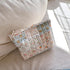 Floral Makeup Bag, Large Cotton Quilted Cosmetic Organizer, Aesthetic Portable Pouch for Women Girls Travel Accessories