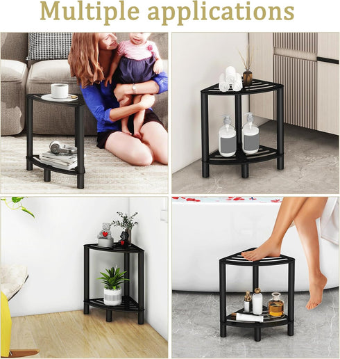 VOTZAAQ Stainless Steel Shower Stool, Double Layer Corner Shower Bench for Inside Shower, Shower Foot Rest for Shaving