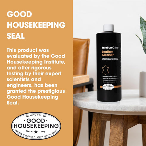 Furniture Clinic Leather Cleaner 17oz | Non-Toxic All-Purpose Solution for Couches, Car Seats, Purses, Shoes & Saddles
