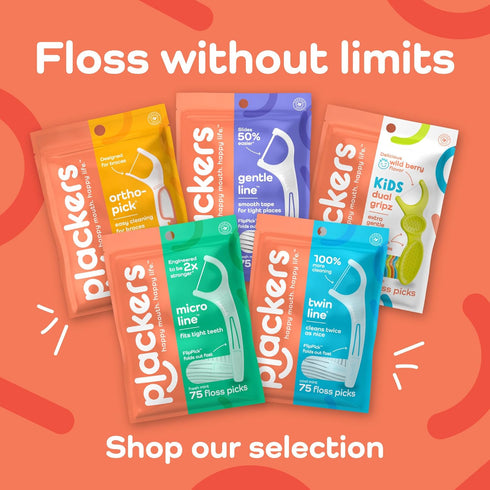 Plackers Twin-Line Dental Flossers, Advanced Whitening, Dual Action Flossing, 600 Count (Pack of 4), Cool Mint Flavor