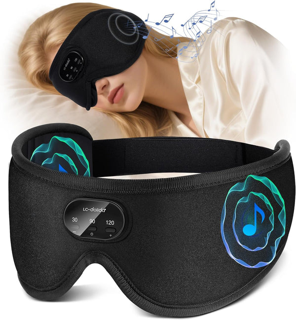 LC-dolida Bluetooth Sleep Mask with White NoiseSleep Headphones,Bluetooth Wireless Music Eye Mask,