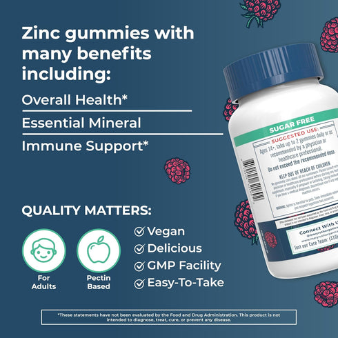 Zinc Gummies by MaryRuth's - Immune Support Supplement for Overall Health, Vegan, 30 Servings
