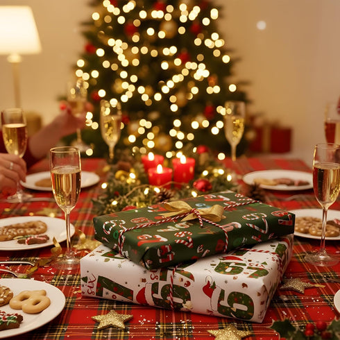 ZHLKHIOP 2 6 7 67 2 Pcs Christmas Wrapping Paper, Meme Christmas Gift Wrap, White and Green Holiday Wrapping Paper