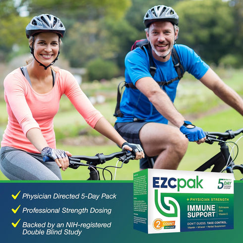 EZC Pak 5-Day Immune Support Booster - Vitamin Supplement with Echinacea, Zinc, Vitamin C, Pack of 2