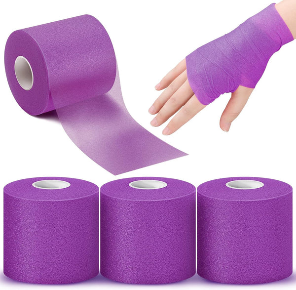 BBTO Athletic Pre Wrap Tape for Hair, 3 Pieces Foam Underwrap Tape, 2.75 Inch x 30 Yards, Purple