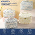 Quilted Floral Makeup Bag 3PCS | Cute Cotton Travel Toiletry Bag, Large Capacity for Daily Use