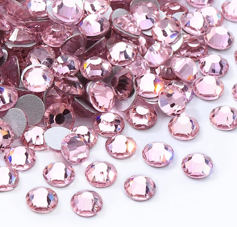 Pink Flatback Rhinestones, Glass Rhinestones for Nail Art and Craft, Loose Crystal Gemstones (Pink, SS20, 1440pcs,