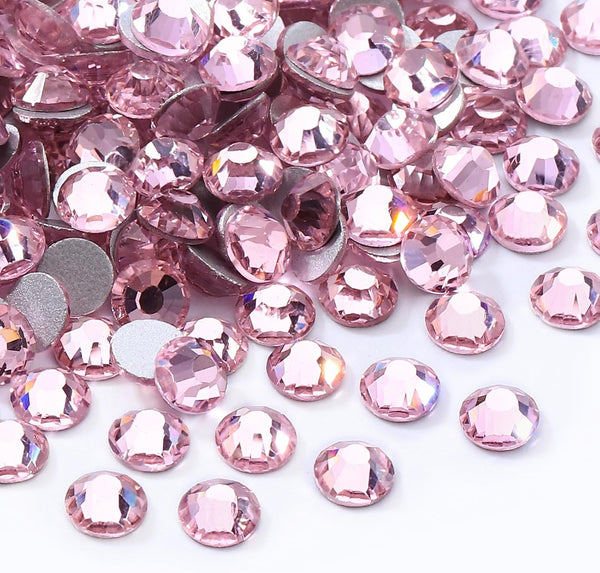 Pink Flatback Rhinestones, Glass Rhinestones for Nail Art and Craft, Loose Crystal Gemstones (Pink, SS20, 1440pcs,