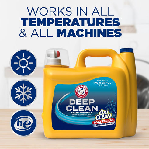 HAMMER 150 Oz, 100 ARM & Plus OxiClean Max Force Deep Clean Stain Formula Liquid Laundry Detergent, Sparkling Clean