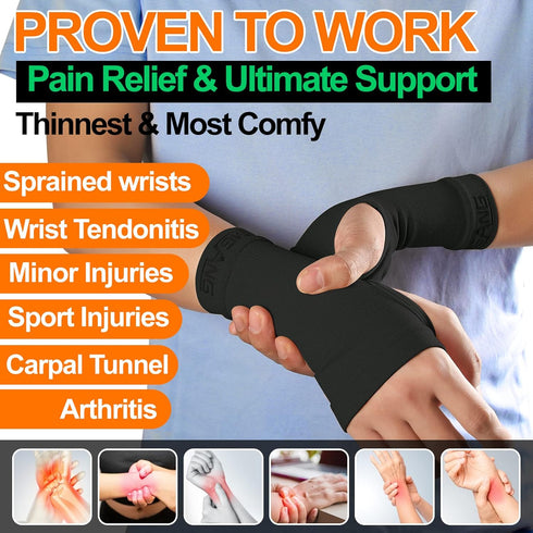 MGANG Wrist Support Sleeves, 1 Pair Compression Gloves for Unisex, 20-30 mmHg Wrist Brace Support