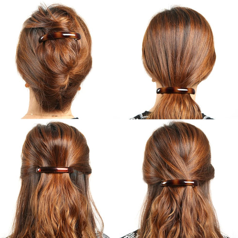 Stylish Tortoise Shell Hair Clip, Set of 3 Barrettes for Updo, Bun, Ponytail, Strong Accessory