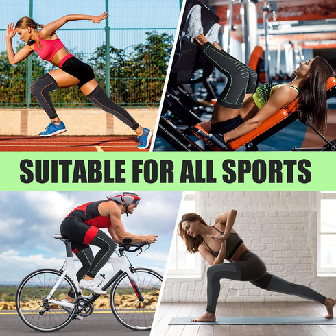6 Pcs Long Compression Leg Sleeves, Full Knee Support for Men Women, Pain Relief for Arthritis and Swelling