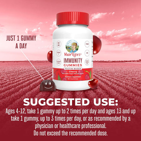 Mary Ruth's 5-1 Immunity Gummies with Elderberry for Kids & Adults, Cherry Flavor, 90 Count