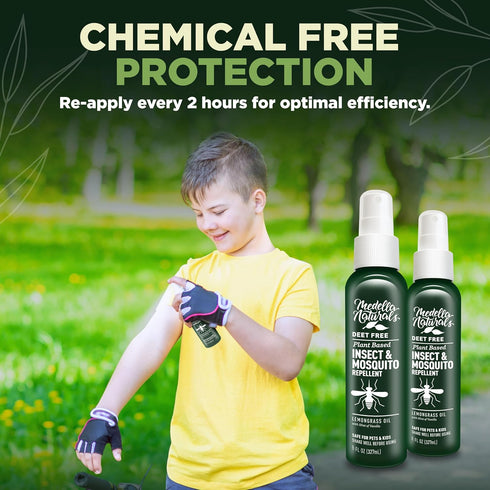 Deet-free Insect & Mosquito Repellent, Pack of 2 (8 oz) - Safe for Pets and Kids with Lemongrass Oil