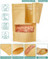 FireKylin 100 Pcs Kraft Paper Bags with Window, 6.3" x 8.6" Zip Lock Food Storage Bags for Packaging Products