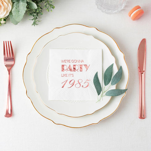 Crisky 40th Birthday Cocktail Napkins, Rose Gold, 50 Pcs, 3-Ply, Party Supplies for Cake Dessert Beverage Table