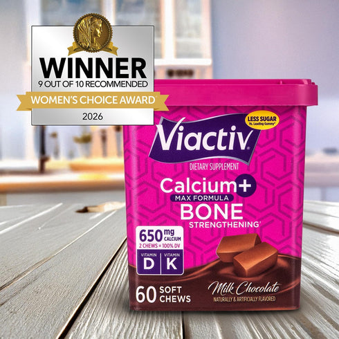 Viactiv D3 60 Calcium +Vitamin Supplement Soft Chews, Milk Chocolate, Chews - Calcium Dietary Supplement for Bone