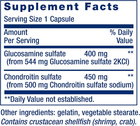 Life Extension Glucosamine/Chondroitin Capsules - Healthy Joints & Cartilage - 100 Capsules