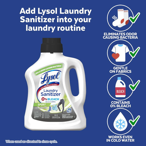 Lysol Sport Laundry Sanitizer Additive, 90oz, Eliminates Odor Causing Bacteria for Gym Clothes