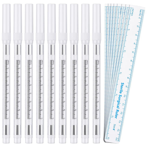 8 Pieces Microblading Marker Pen with Paper Ruler, Skin Marker for Eyebrow Permanent Makeup Positioning