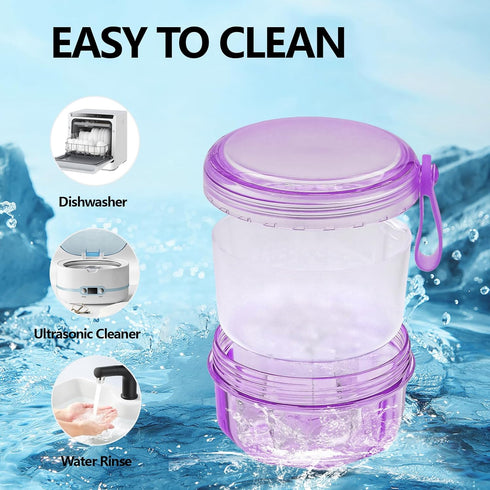 Leakproof Denture Case, Purple Denture Soaking Cup, False Teeth Container, Dental Bath Holder Storage Box for Traveling