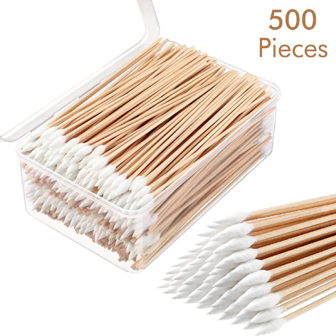 Norme 6 Inch 500 Pcs Long Cotton Swabs with Wooden Handles for Cleaning and Makeup