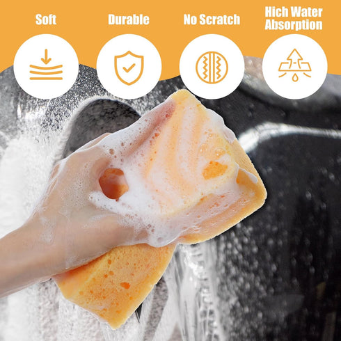 Yuanan 16 6.1 3.5 1.8 Inch Pcs Car Wash Sponge, Yellow Grout Sponge x x Large Cleaning Sponges Multipurpose Big Sponges