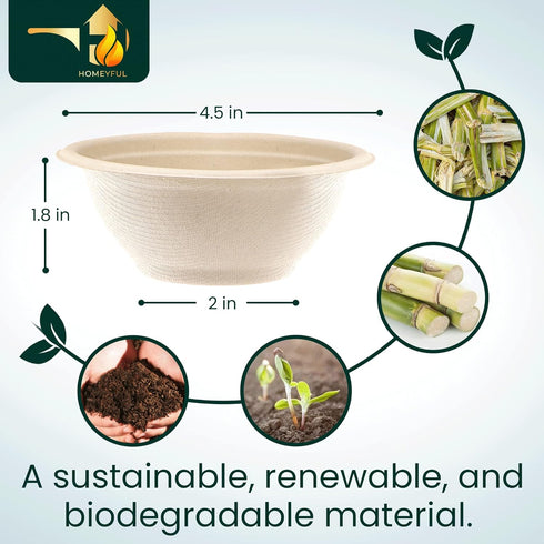 Disposable Paper Bowls, 100pack 8oz Compostable Paper Bowls for Condiments, Ice Cream, Dessert