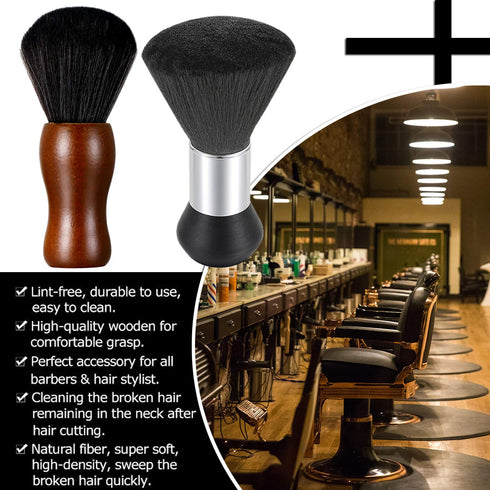 Vtrem Neck Duster Brush, 2 Pack Salon Neck Duster with Soft Nylon Bristles, Perfect for Barbers & Hair Stylists