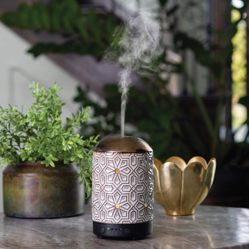 Timer|100 mL 8 Airome Ceramic Essential Oil Diffuser with Humidifying Ultrasonic Aromatherapy Diffuser Colorful LED