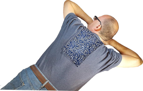 Microwavable Heating Pad and Cold Pack, 100% Cotton Washable Cover (Bandana - Navy, 7.5in W x 11in L)