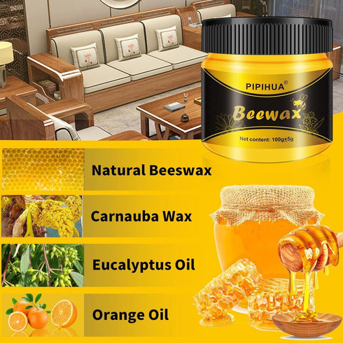 PIPIHUA Beeswax Polish & Conditioner - 2 x 100g Waterproof & Repair Wax with 4 Sponges