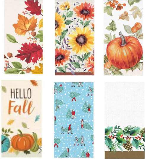 Fall and Winter Hand Towels for Bathroom - 3 Ply Disposable Paper Towels for Kitchen, Thanksgiving Christmas Holiday