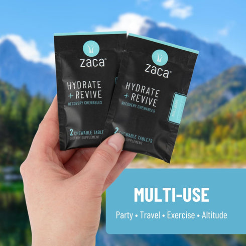 Zaca Recovery Chewable Supplement | Hydrate + Revive | Party, Travel, Exercise & Altitude | Non-Sugar & Non-Gluten |
