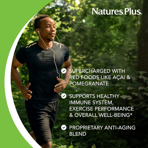 Natures Plus Source of Life RED Multivitamin Liquid - 30 oz - Energy & Immune Support with Exotic Red Fruits,