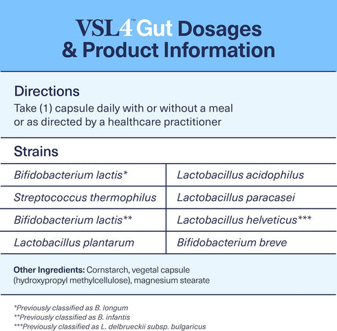 VSL4 Gut Health Probiotics, 30 Billion CFU Per Capsule, Probiotic Capsules for Digestive Health in Women & Men, 30 Pack