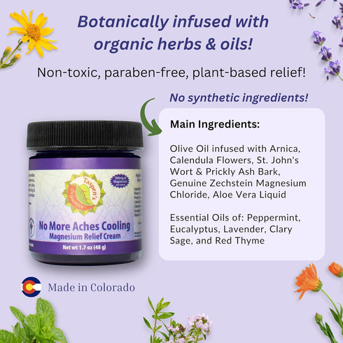 Taspen's Organics Taspens Organics Magnesium No More Aches Cooling Cream Topical Magnesium Cream for Muscle Relief