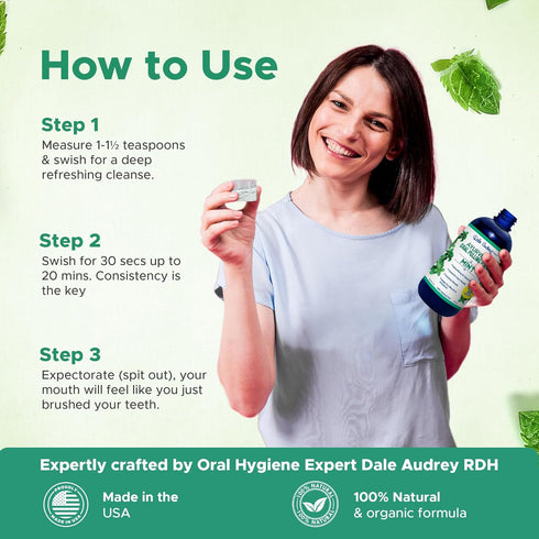 Ayurvedic Oil Pulling Rinse for Teeth and Gums - Alcohol Free Mouthwash for Fresh Breath, Mint Oral Rinse - 8 Fl Oz