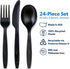 Preserve Recycled Plastic Cutlery - 24 Count (8 Forks, 8 Knives, 8 Spoons) - Made in USA, Black